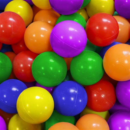 Lot de 2 sacs de 100 balles de jeu ou de piscine diamètre 5,5 cm indéformables + Filet de rangement - Multicolore - Monsieur Bébé