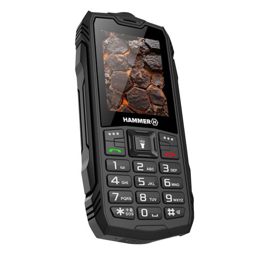 Téléphone incassable à touches Batterie 3000mAh Étanche IP68 SOS Hammer Noir