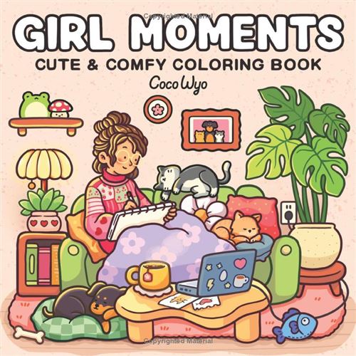 Girl Moments – Livre de coloriage pour adultes et ados | 40 illustrations cosy | Détente & anti-stress | Format carré 21,6 cm | Pages recto seul