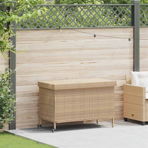 Non Communiqué Beige Boîte De Rangement De Jardin Et Roues Résine Tressée
