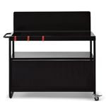 Desserte Mobile ELDA Pour Plancha - Noir, Pratique Et Robuste | Plateau Acier Laqué 90x47 Cm