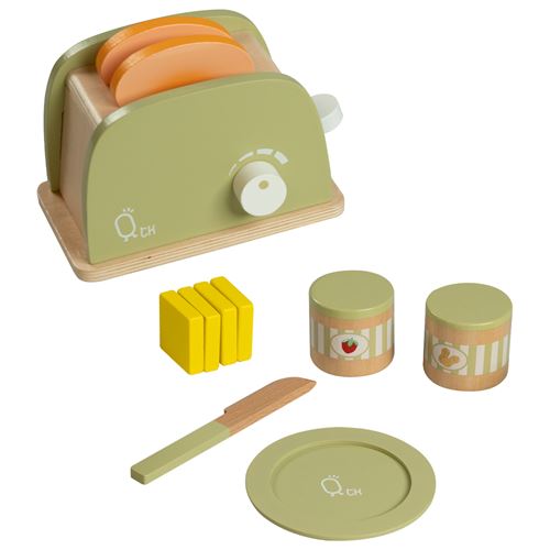 grille-pain 11 accessoires de dinette enfant garçon fille Teamson Kids vert TK-W00006