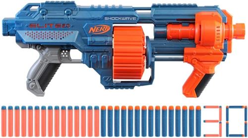 Hasbro : Pistolet À Pompe Nerf Elite 2.0 Shockwave Rd-15 Avec Barillet Rotatif