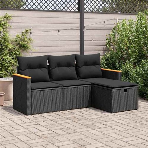Non Communiqué Noir Salon De Jardin Modulable Vidaxl 4 Personnes Resine Tressee X 53.0 X 55.0 Cm 4 Pieces