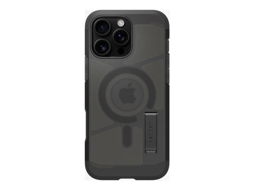 Spigen Tough Armor T AI MagFit - Coque de protection pour téléphone portable - compatibilité avec MagSafe - polyuréthanne thermoplastique (TPU), polycarbonate (PC), mousse à impact - noir givré - pour Apple iPhone 16 Pro