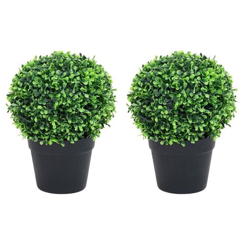 VidaXL Plantes de buis artificiel 2 pcs avec pots Boule Vert 32 cm