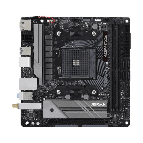 Carte Mère ASRock A520M-ITX / AC AMD AM4 Ryzen 64Go DDR4 2400MHz Bluetooth Noir