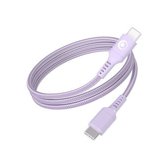 BIGBEN Connected - Câble USB - 24 pin USB-C (M) pour 24 pin USB-C (M) - 3 A - 1.2 m - USB Power Delivery (60W), plastique recyclé à 100 %, connecteurs réversibles - violet