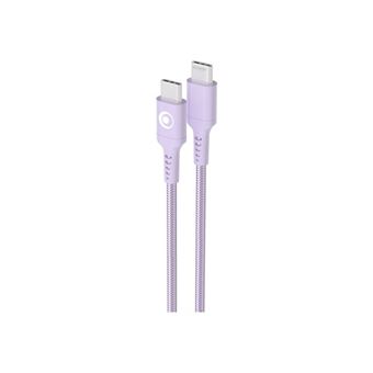 BIGBEN Connected - Câble USB - 24 pin USB-C (M) pour 24 pin USB-C (M) - 3 A - 1.2 m - USB Power Delivery (60W), plastique recyclé à 100 %, connecteurs réversibles - violet