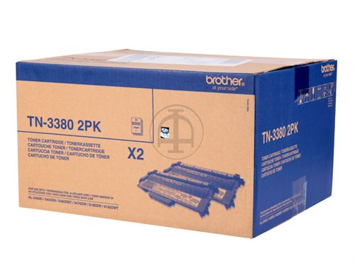 Brother TN3380 2PK - Pack de 2 - noir - original - cartouche de toner - pour Brother DCP-8250DN, HL-5450DNT, HL-5470DWT, HL-6180DW, MFC-8520DN