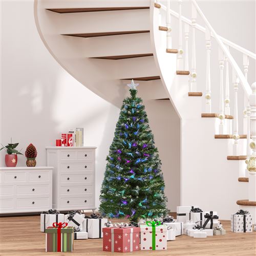 25 Sur Sapin De Noel Artificiel Lumineux Fibre Optique Led Multicolore Support Pied O 74 X 150h Cm 180 Branches Etoile Sommet Brillante Vert Achat Prix Fnac
