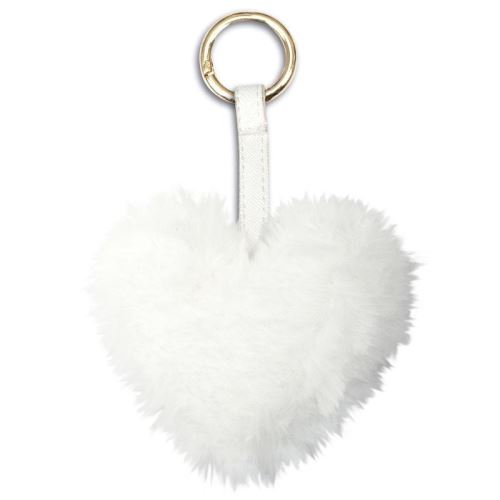 Porte-clés en peluche coeur blanc