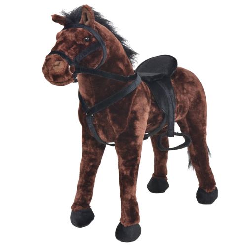 vidaXL Jouet en peluche Cheval Marron fonce XXL Peluche a la Fnac