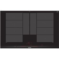 Siemens iQ700 EX875LYV1E - Table de cuisson à induction - 4 plaques de cuisson - Niche - largeur : 75 cm - profondeur : 49 cm - avec garnitures latérale en acier inoxydable, - avec bord avant avec facettes - noir