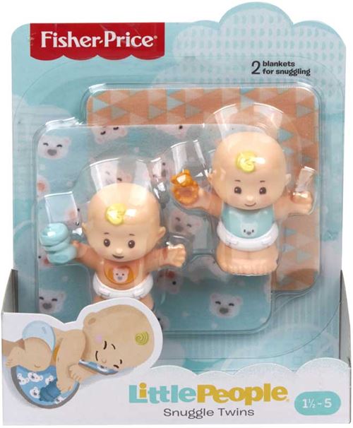 Fisher Price Little People Snuggle Twins - GKP68 - 2pcs Figurines bébé 6cm + Accessoires
