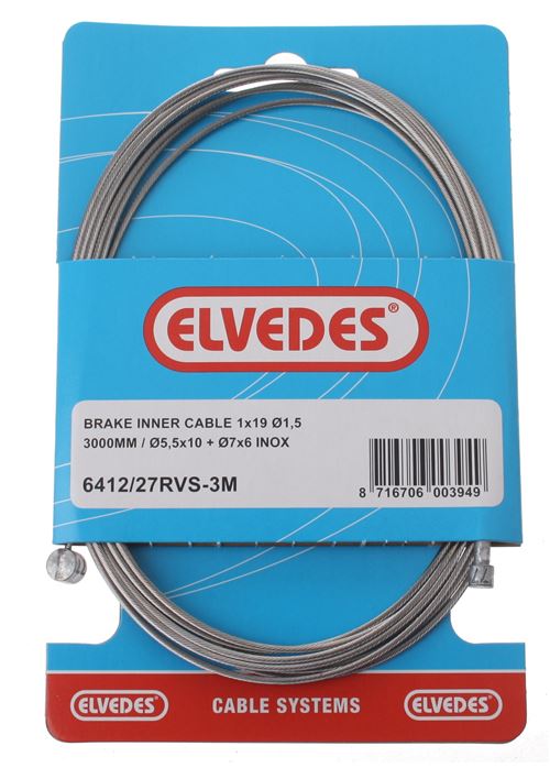 Elvedes Binnenremkabel derrière 6412/27 tonnes / poire mamelon 3000 mm