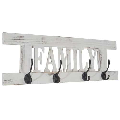 Garde-robe murale Family, planche vestiaire, style shabby, vintage, 60x20cm blanc