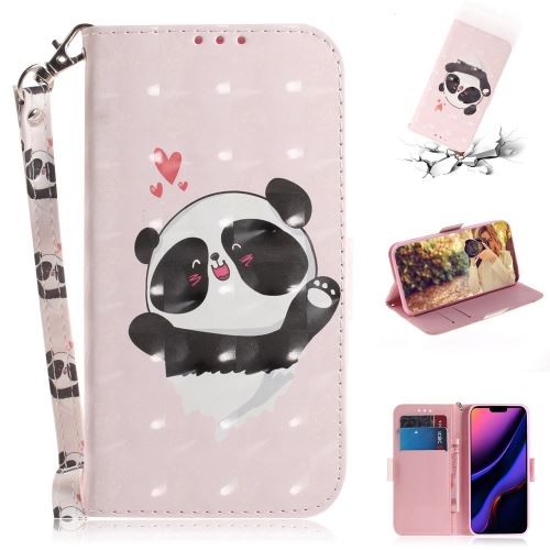 Etui en PU impression de motifs spot de lumière panda et coeurs pour votre Apple iPhone XR 6.1 pouces (2019)