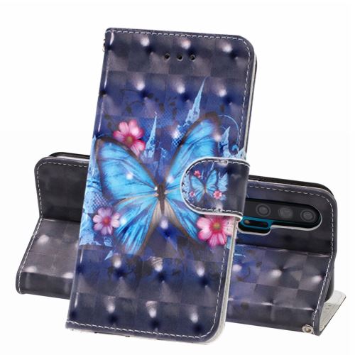 Etui en PU décor spot papillon bleu pour votre Huawei Honor 20 Pro
