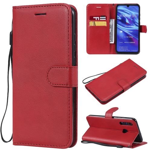 Etui en PU couleur unie avec support rouge pour votre Huawei P Smart+ 2019/Honor 10i
