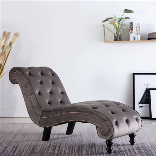Vidaxl Gris Chaise Longue Velours