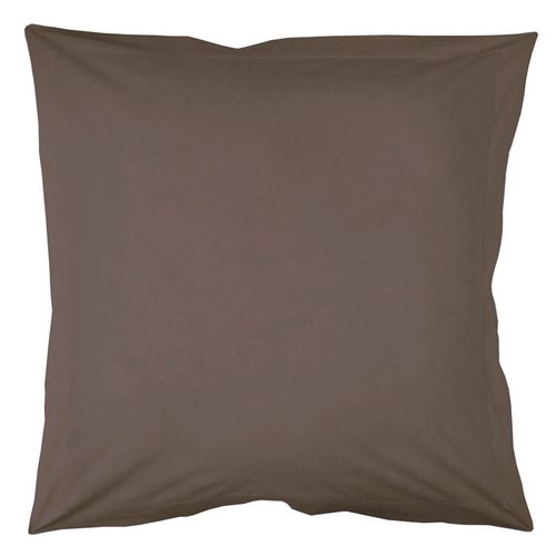 Taie d'oreiller volant plat 63 x 63 cm uni 57 fils lina + point bourdon Noisette