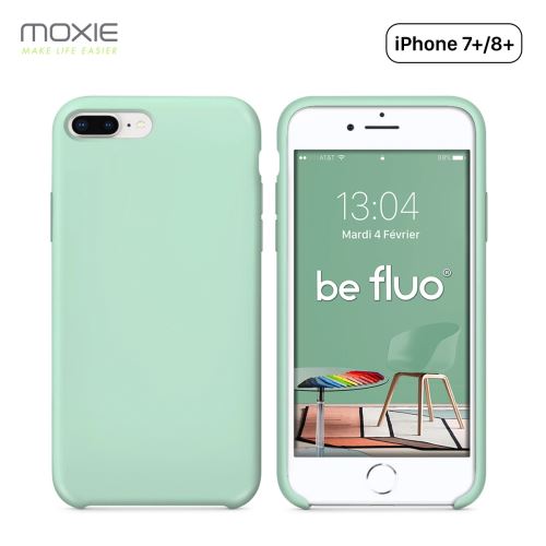 Coque iPhone 7 Plus/8 Plus Moxie BeFluo® Coque Silicone Liquide Fine et Légère, Anti-chocs et Anti-rayures - Menthe