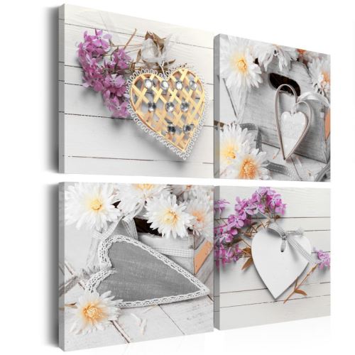 Tableau - Hearts and flowers .Taille : 40x40