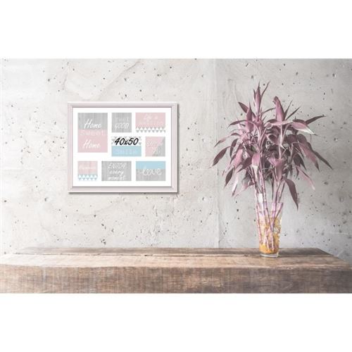 Générique Cadre multivue - 8 Vues - MDF - 40 x 50 cm - Blanc et Rose