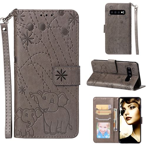 Etui en PU motif éléphant gris pour votre Samsung Galaxy S10
