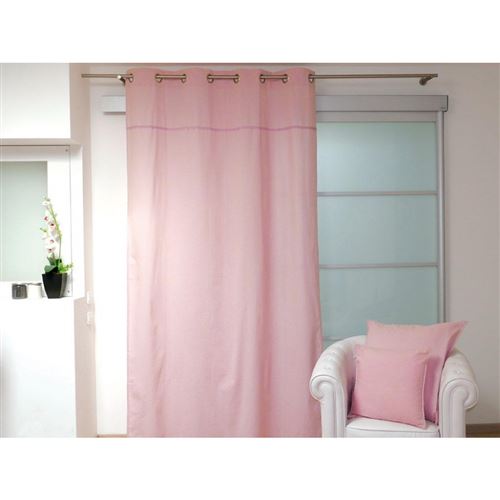 Rideau à oeillets en coton Dentelle - 140 x 240 cm - Rose