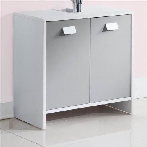 TOP Meuble sous-vasque L 60 cm - Blanc et gris mat
