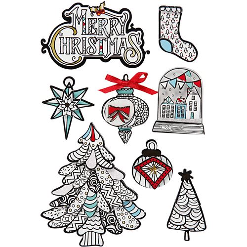 Creotime Stickers 3D Motifs de Noël 32-80 x 25-65 mm 8 pièces