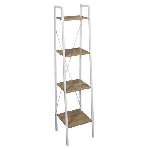 The Home Deco Factory - Etagère à 4 planches en bois et métal - L. 34 x H. 148 cm. - Blanc