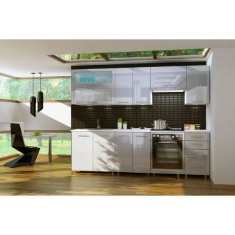 Cuisine gris clair laquée INFINITY 8 éléments 2m40 DUSINE ...