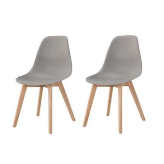 Sacha Lot De 2 Chaises De Salle A Manger Gris Pieds En Bois Hevea Massif Scandinave L 48 X P 55 Cm Sacha Lot De 2 Chaises De Salle A Manger Gris Pieds En Bois Hevea Massif Scandinave L 48 X P 55 Cm