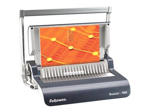 Fellowes Quasar+ 500 5627701 Perforelieur Manuel Par Anneaux Plastique Usage Fréquent Perfore 22 Feuilles Relie 500 Feuilles