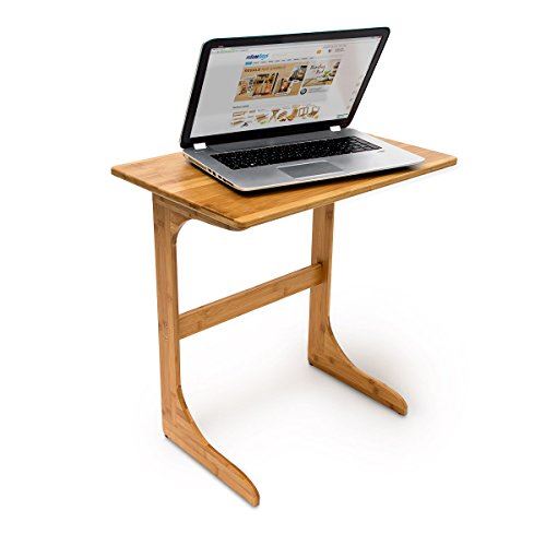 Relaxdays Table de lit table d'appoint pour ordinateur portable HxlxP : 62,5 x 60 x 40 cm en bambou pour bout de canapé, Marron