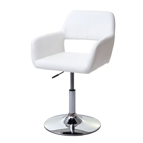 Chaise de salle à manger MENDLER HWC-A50 III similicuir blanc pied en métal chromé