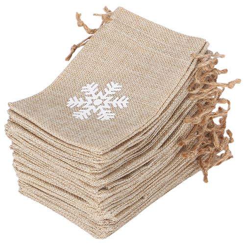 Sac de cordon en Imitation lin sac cadeau noël