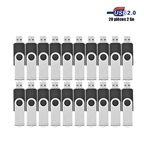 VIEKUU Clef USB 4 GO 2.0 Lot de 20 Pièces pour Ordinateur, Télévision, Automobile,etc (Noir)