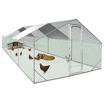 Enclos Poulailler 24m² Parc Grillagé 8x3m Acier Galvanisé