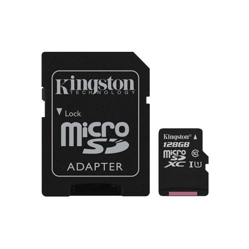 Kingston SDCS/128GB MicroSD Canvas Select UHS-I Classe 10 avec vitesse de lecture allant jusqu’à 80Mo/s ( avec adaptateur SD ) - Donnez vie à vos vidéos HD