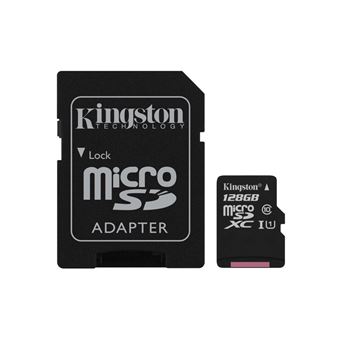 Kingston Canvas Select - Carte mémoire flash (adaptateur microSDXC vers SD inclus(e)) - 128 Go - UHS-I U1 / Class10 - microSDXC UHS-I - 1