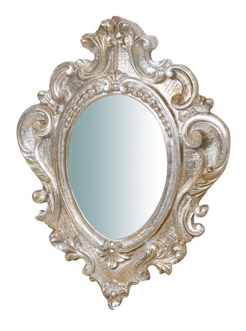 Miroir Mural À Accrocher En Bois Finition Feuille Argent Vieilli L39Xpr4Xh31 Made In Italy