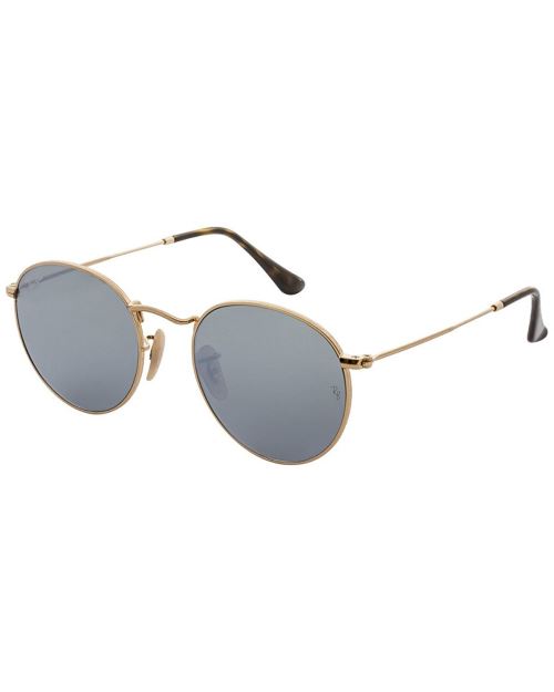 Ray-Ban Lunettes de soleil ronde lentille plate en or argent Flash RB3447N 001/30 50