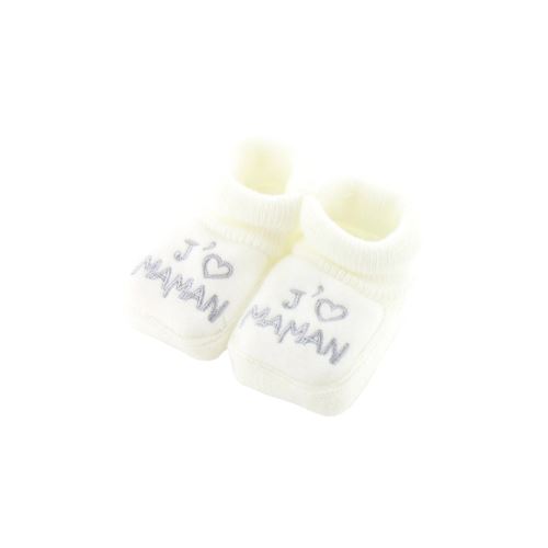 Chaussons pour bébé 0 à 3 Mois blanc - J'aime maman