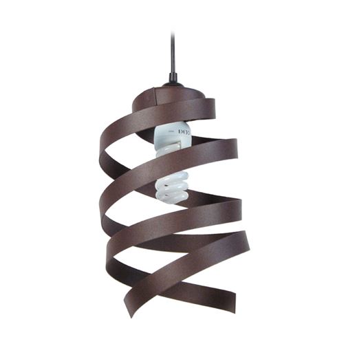 Suspension en métal 2 spirales torsadées diamètre 18cm Barber Pole marron marron