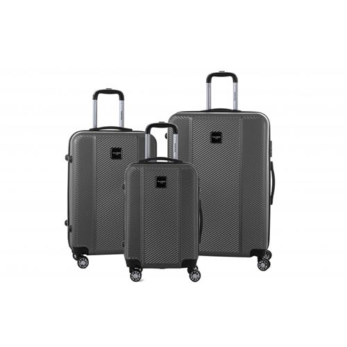 MURANO - Ensemble de 3 valises, 2 tailles soute + 1 taille cabine - BAGAGE RIGIDE ABS - Gris foncé - gamme TBO