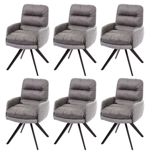 6x Chaise de salle à manger MENDLER HWC-G66 tissu clair gris